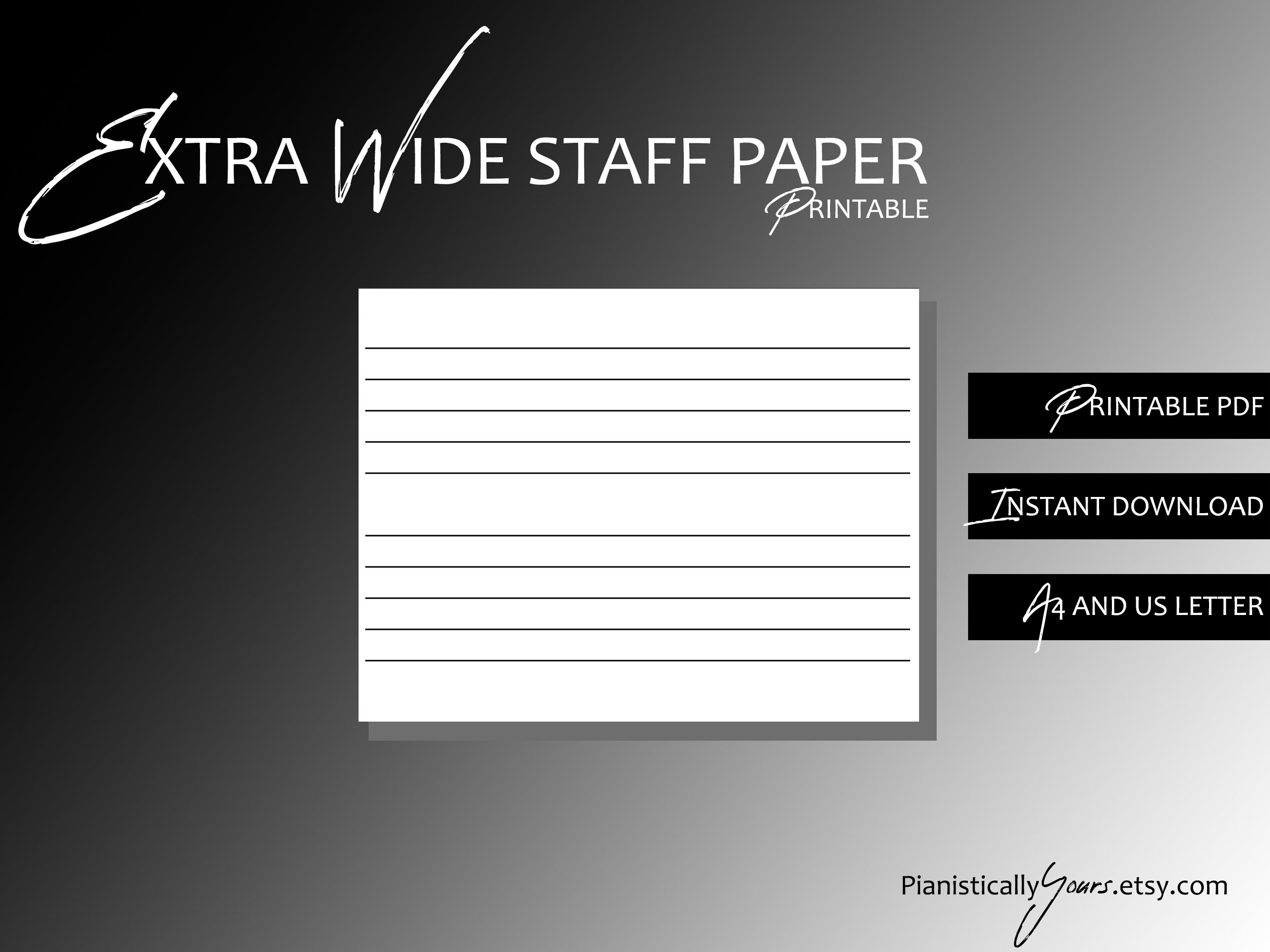 Kids Extra Wide Printable Blank Staff Paper for Big Notes, Landscape ...