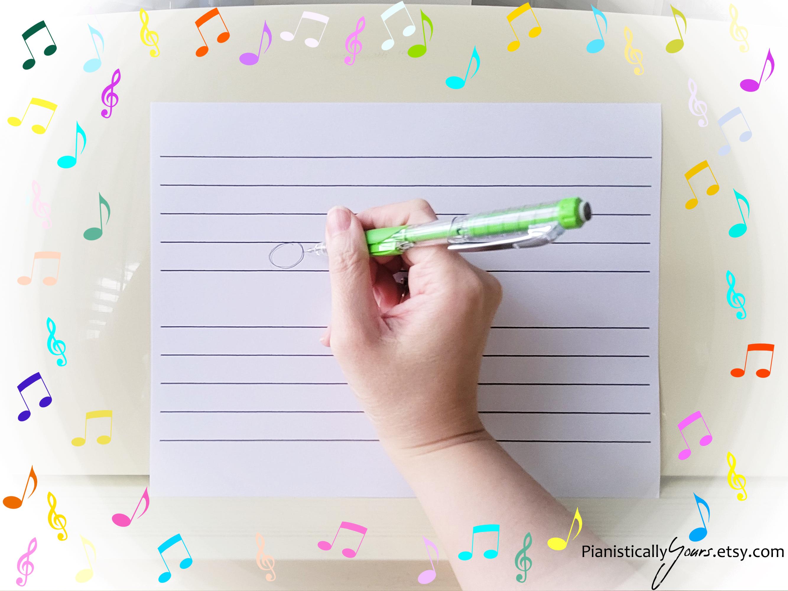 Kids Extra Wide Printable Blank Staff Paper for Big Notes, Landscape ...