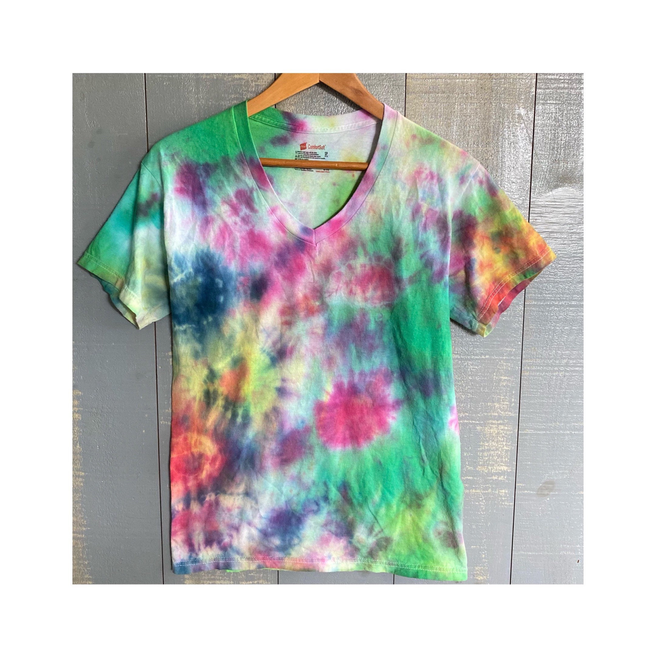 Hanes Comfort Soft V Neck Handmade Tie Dye T Shirt Size | Etsy