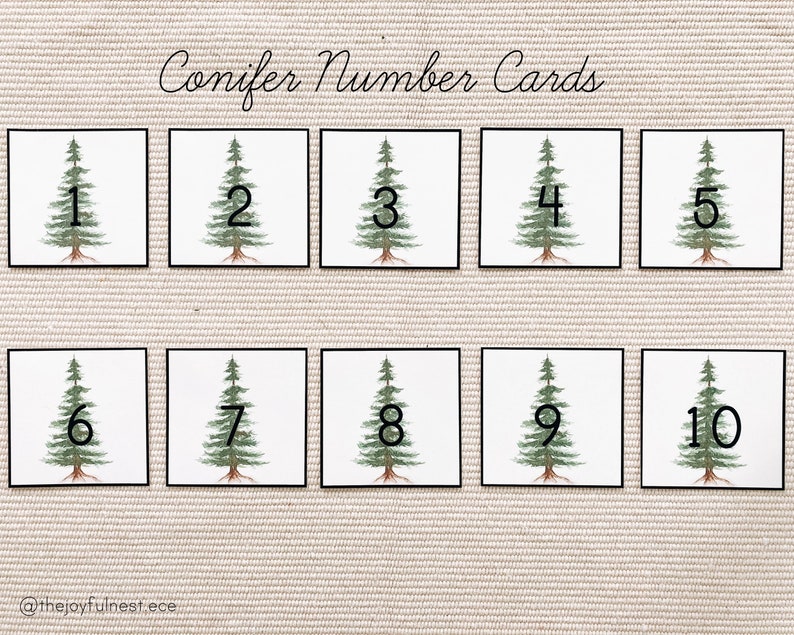 Conifer Cards &amp; Counters | Montessori Number Cards | Printable PDF - Etsy