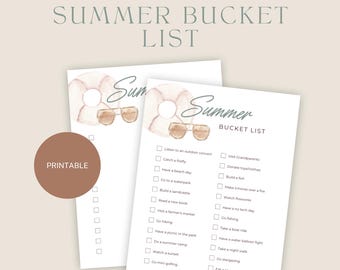 Summer Bucket List Printable | Summer Template For Kids | Summer Activities Checklist | Bucket List Digital Download | INSTANT Download