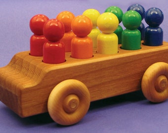 North Star Toys Rainbow People Mover - Handmade Wooden Toy Bus