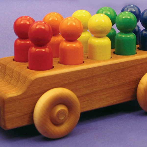 North Star Toys Rainbow People Mover - Handmade Wooden Toy Bus