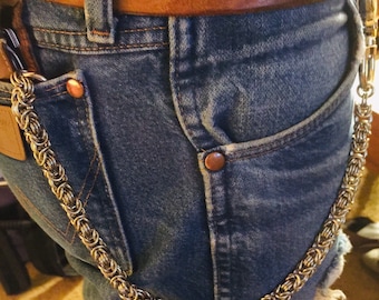 Handmade medium duty Byzantine Stainless Steel Chainmaille Wallet Chain