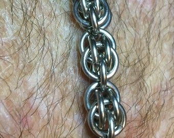 Pulsera de malla de acero inoxidable con piedras de campo hecha a mano