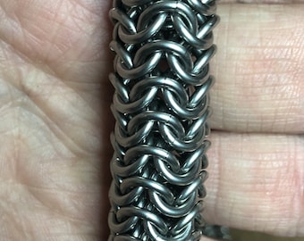 Cadena de malla para billetera hecha a mano, acero inoxidable, malla redonda, cadena estilo motociclista de resistencia media