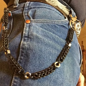Chainmaille, Wallet Chain, Full Persian, Hex chain, black Stainless