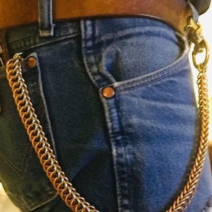 Handmade heavy duty Stainless Steel and Bronze Half Persian Wallet Chain