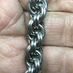 Cadena para billetera. Malla de malla. Acero inoxidable. Joyería de alambre trenzado. Cadena de motociclista.