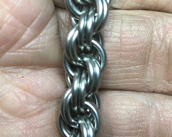 Cadena para billetera. Malla de malla. Acero inoxidable. Joyería de alambre trenzado. Cadena de motociclista.
