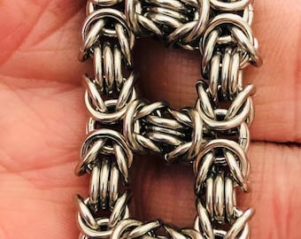 NUEVA pulsera de puño con tejido cuadrado bizantino hecha a mano