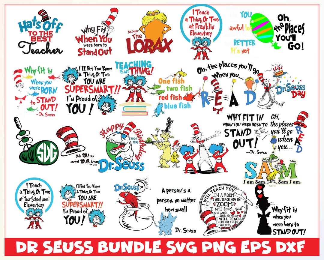 Dr Seuss Svg Bundle Layered Item Dr. Seuss Quotes Cat in the - Etsy