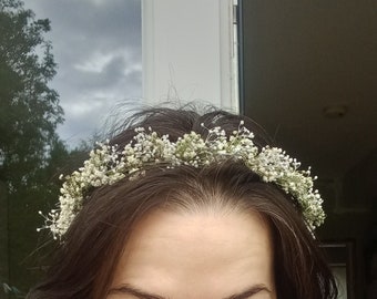 Gypsophila/babies breath dried flower crown