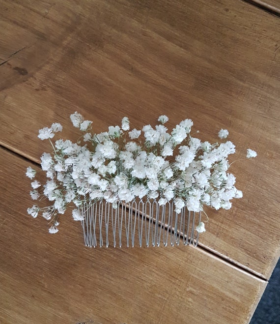 Dried gypsophila hair comb | Etsy
