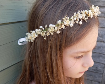 Thin Dried flower crown  Gypsophila daisy