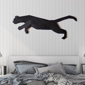 Panther papercraft / 3D wall decoration / paper model / paper art / paper puzzle / low poly origami