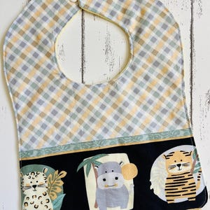 Extra large bib, baby to toddler bib, bib for special needs kids “Jungle Babies”