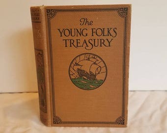 Vintage Hardcover Children's Anthology of Story--The Young Folks Treasury--Classic Literature--1920s--Antique Book