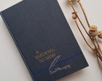Ernest Hemingway, Farewell to Arms, Blue Hardcover Book, Vintage, World War 1, American Literature, Classic, Love Story