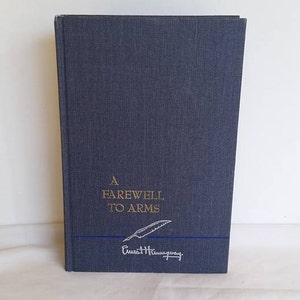 Ernest Hemingway, Farewell to Arms, Blue Hardcover Book, Vintage, World War 1, American Literature, Classic, Love Story image 4