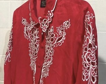 Vintage 1990's Bob Mackie Wearable Art Long Sleeve Collared Shirt