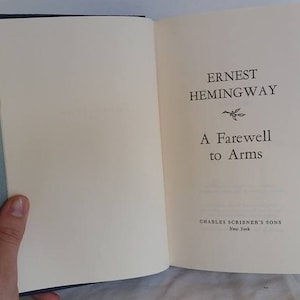 Ernest Hemingway, Farewell to Arms, Blue Hardcover Book, Vintage, World War 1, American Literature, Classic, Love Story image 5