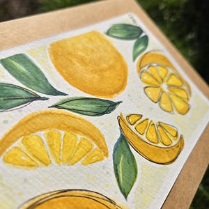 Citrons frais, peinture , aquarelle, watercolor, carte de voeux,