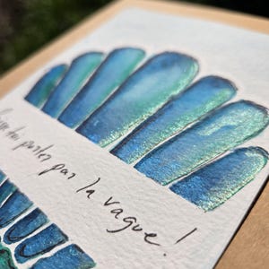 La vague. Peinture , aquarelle, watercolor, carte de voeux
