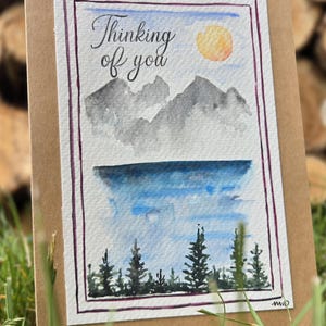 Je pense à toi, Thinking of you. Peinture , aquarelle, watercolor, carte de voeux