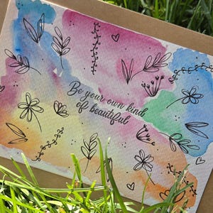 Be beautiful. Splash. Peinture , aquarelle, watercolor, carte de voeux