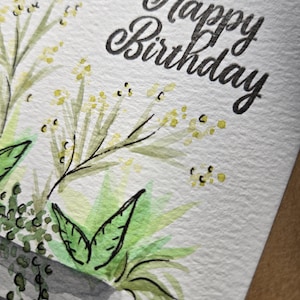 Feliz aniversário. Pintura, aquarela, cartão de felicitações