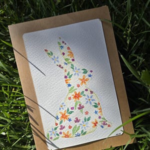 Blumiges Kaninchen. Gemälde, Aquarell, Grußkarte