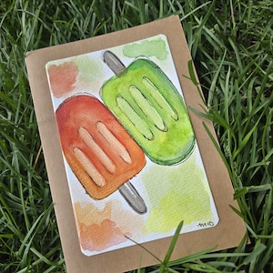 Douceurs glacées. Peinture , aquarelle, watercolor, carte de voeux