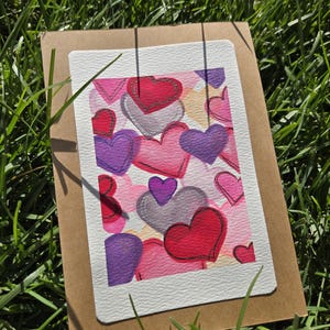 Coeurs. Hearts. Peinture , aquarelle, watercolor, carte de voeux