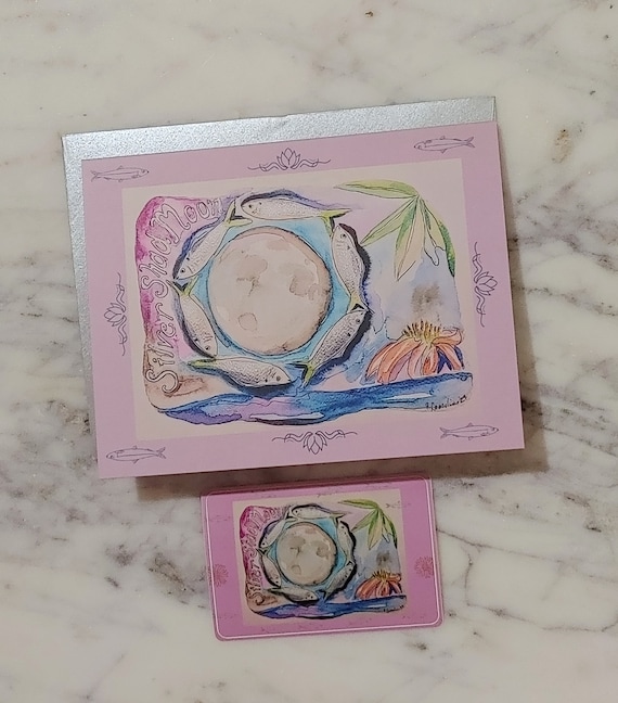 Silver Shad Moon Pink Note Cards
