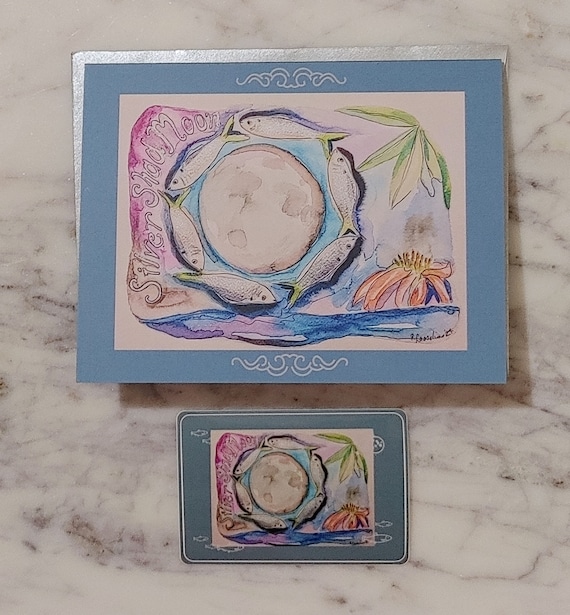 Silver Shad Moon Blue Note Cards