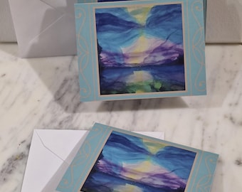 Note Cards with Lake Tahoe Watercolor Image