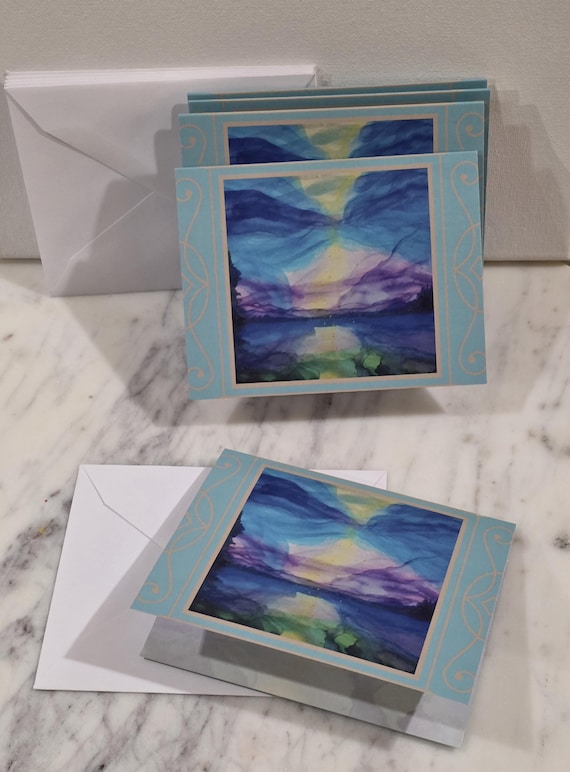 Note Cards with Lake Tahoe Watercolor Image
