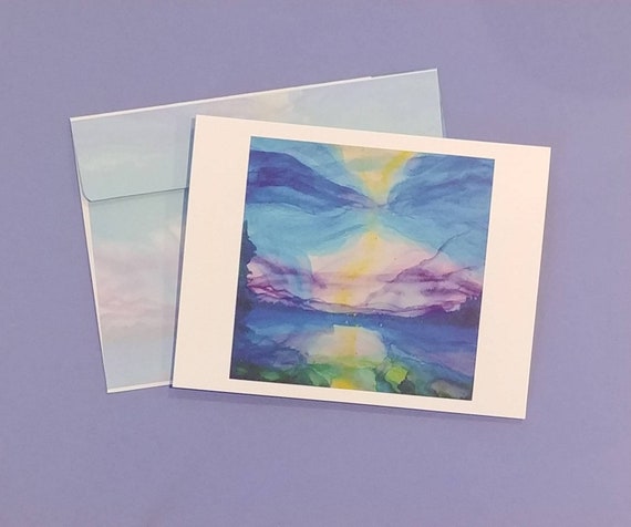 Note Cards with Lake Tahoe Watercolor Image