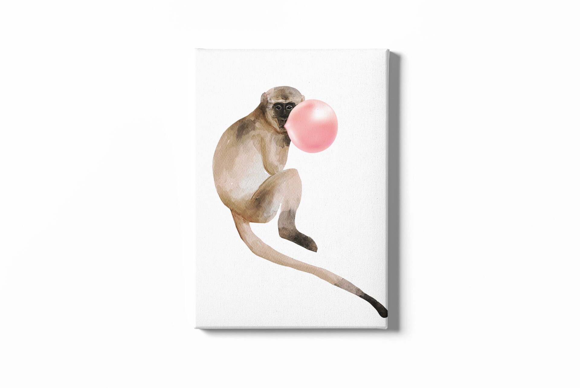 Bubble Gum Monkey Watercolor Instant PNG & JPG Digital Etsy UK