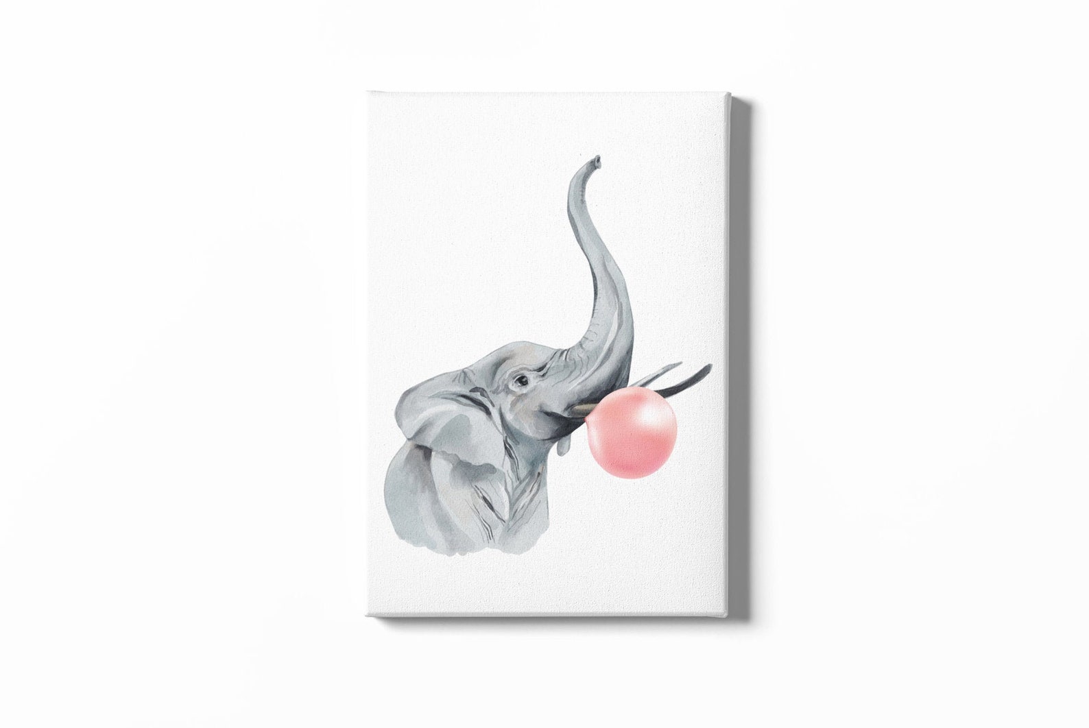 Bubble Gum Elephant Watercolor Instant PNG & JPG Digital Etsy