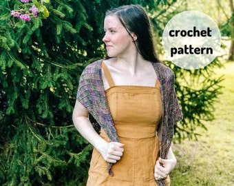 Crochet Shawl PATTERN // Dragonfly Shawl, One-Skein Project, Single Skein, Fingering Weight