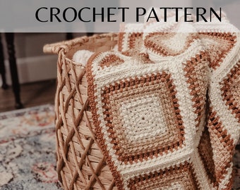 Crochet Blanket PATTERN // Granny Square, Baby Blanket, Throw Blanket, Vintage