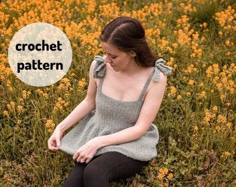 Crochet Tank Top PATTERN // Polly Peplum Top, Size Inclusive