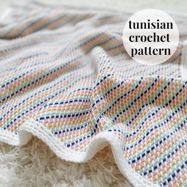 Tunisian Crochet Blanket Pattern // Maypole Ribbon Blanket, Beginner Friendly, Baby Blanket