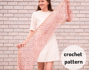 Crochet Shawl PATTERN // Coastal Cora Wrap, Summer Wrap