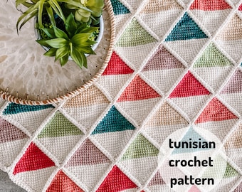 Color Duo Blanket // Tunisian Crochet Pattern, Tunisian Blanket, Granny Square