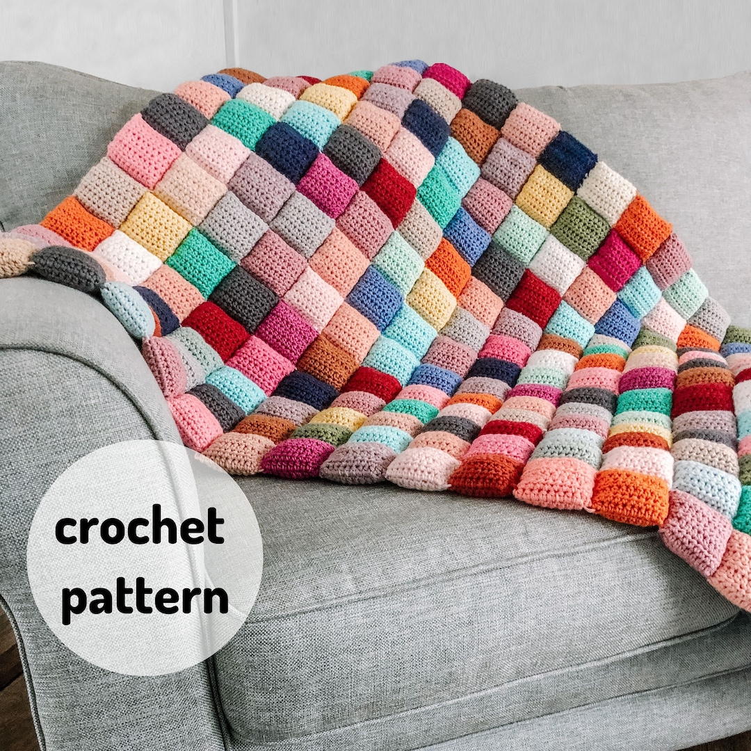 Crochet Puff Quilt PATTERN // Puff Quilt, Crochet Blanket