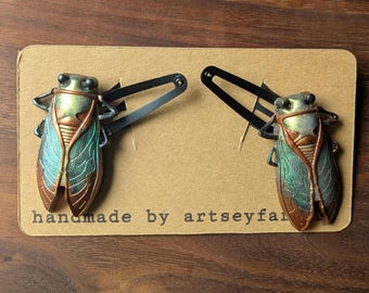 Handmade Cicada Hair Clip Set