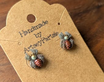 Handmade Jumping spider earrings, studs